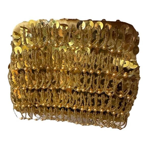 Vintage Gold Beaded Evening Bag Made in Hong Kong - Picture 3 of 13
